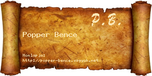 Popper Bence névjegykártya